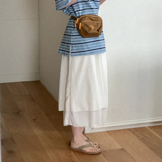 Wrinkle Layered Long Skirt
