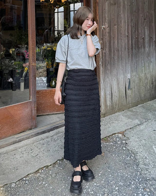 Wave frill long skirt