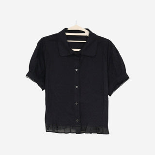 [2 colors] Nino Flake Frill Short-Sleeve Blouse