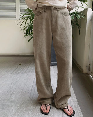 (basic/long) Mute Tone Shirring Denim Pants - 4 sizes