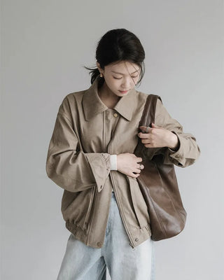 ONLYSLOW. Matte Suede Leather MA-1 Jacket