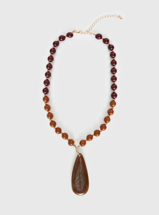 Sugar Storm Beaded Pendant Necklace Brown