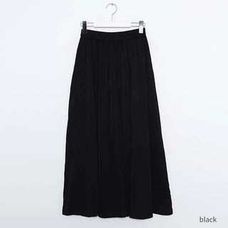 Flared elastic waist long skirt