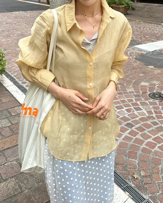 See-through side ribbon shirt