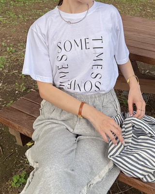 Sometimes Lettering Short-Sleeved T-Shirt