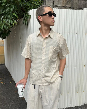 Grid check cropped shirt