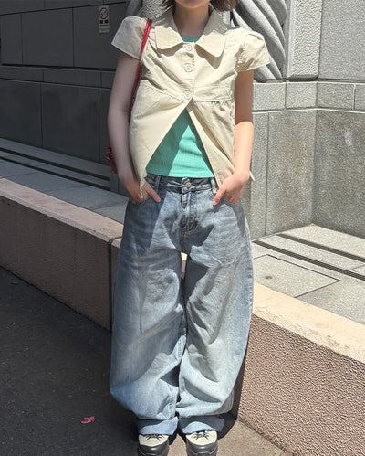 Basic wide-leg denim pants