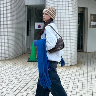 (Unisex) Plain Loop Long Scarf