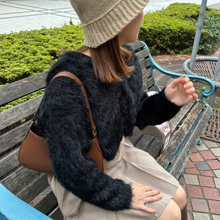 Colored soft shaggy cardigan