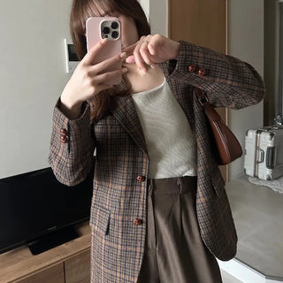 Checked wool herringbone jacket