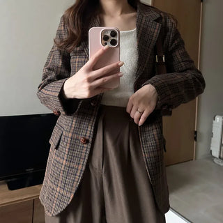 Checked wool herringbone jacket