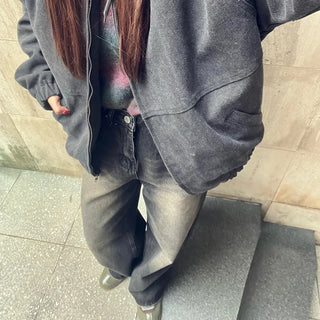 (Unisex) Vintage Wash Wide Fit Denim