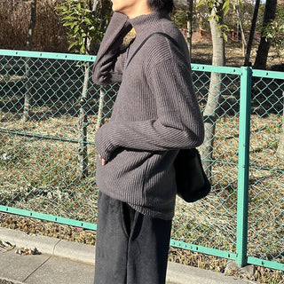 (Unisex) Ribbed Fingerhole Turtleneck