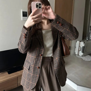 Checked wool herringbone jacket
