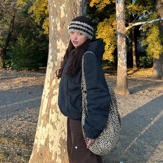 Multi-leopard print big shoulder bag