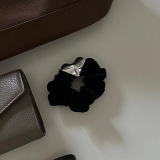 Velvet heart hair tie