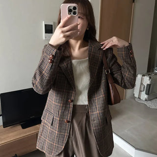 Checked wool herringbone jacket