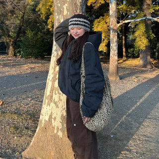 Multi-leopard print big shoulder bag