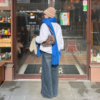 (Unisex) Plain Loop Long Scarf