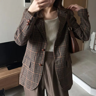 Checked wool herringbone jacket