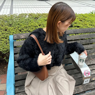 Colored soft shaggy cardigan