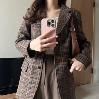 Checked wool herringbone jacket