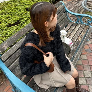 Colored soft shaggy cardigan