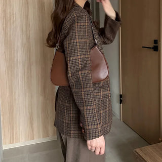 Checked wool herringbone jacket