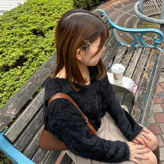 Colored soft shaggy cardigan