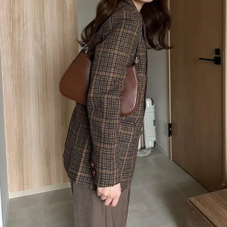 Checked wool herringbone jacket