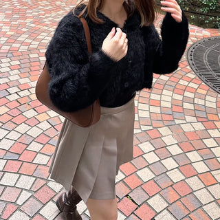 Colored soft shaggy cardigan