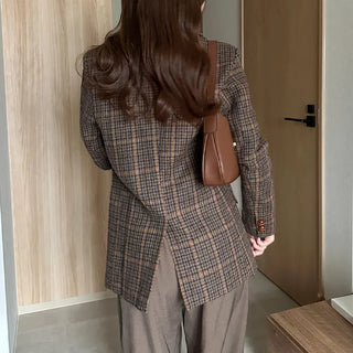 Checked wool herringbone jacket