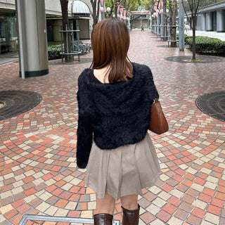 Colored soft shaggy cardigan