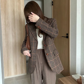 Checked wool herringbone jacket