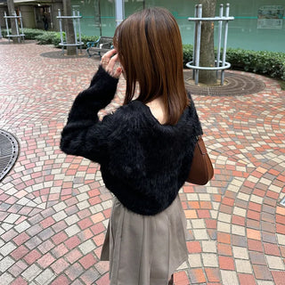 Colored soft shaggy cardigan