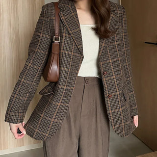 Checked wool herringbone jacket