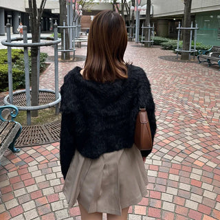 Colored soft shaggy cardigan