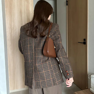 Checked wool herringbone jacket