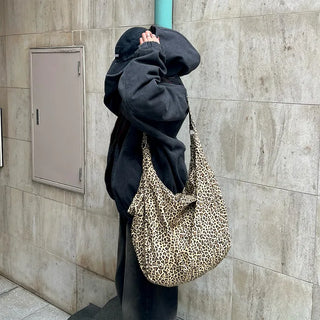 Multi-leopard print big shoulder bag