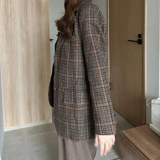 Checked wool herringbone jacket