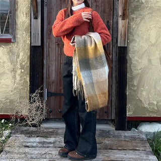 (Unisex) Checked Long Scarf
