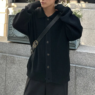 (Unisex) Standard Collar Button Cardigan