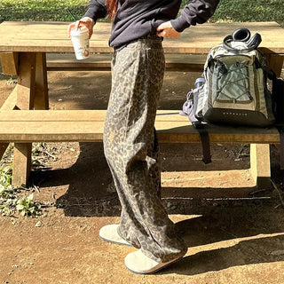 Leopard print cotton pants