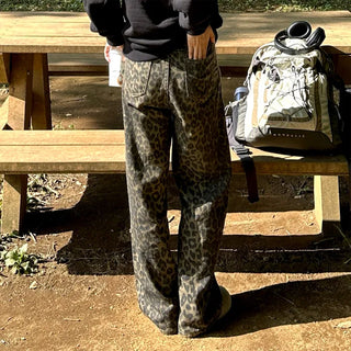 Leopard print cotton pants