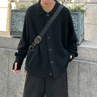 (Unisex) Standard Collar Button Cardigan