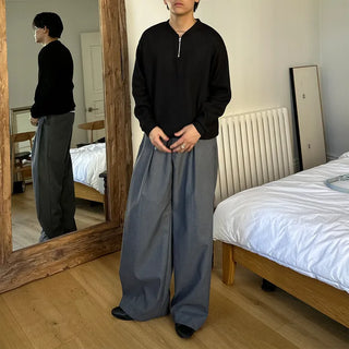 Semi-zip ribbed cardigan