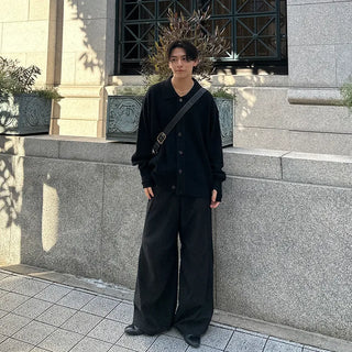 (Unisex) Standard Collar Button Cardigan