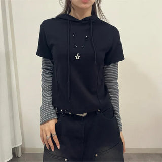 Border Layered Hoodie