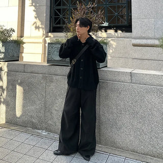 (Unisex) Standard Collar Button Cardigan