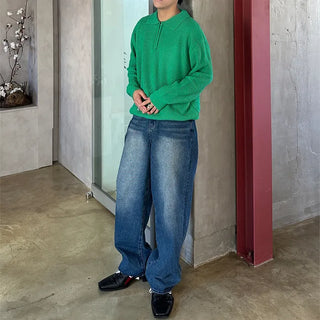 (Unisex) Color Half-Zip Knit